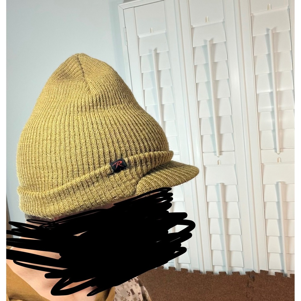 A+ fit Rothco Olive Drab 100% Wool Jeep Cap Beanie with Brim RN 37572 clean